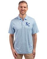 Kansas City Royals Cutter & Buck Forge Eco Double Stripe Stretch Recycled Mens Big &Tall Polo Atlas/White Front