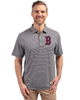 Boston Red Sox Cutter & Buck Forge Eco Double Stripe Stretch Recycled Mens Big &Tall Polo Navy Blue/White Front
