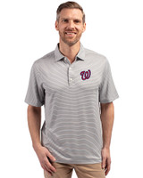 Washington Nationals Cutter & Buck Forge Eco Double Stripe Stretch Recycled Mens Big &Tall Polo Polished/White Front