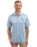 Tampa Bay Rays Cutter & Buck Forge Eco Double Stripe Stretch Recycled Mens Big &Tall Polo Atlas/White Front