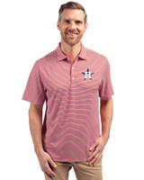 Houston Astros Stars & Stripes Cutter & Buck Forge Eco Double Stripe Stretch Recycled Mens Big &Tall Polo Cardinal Red/White Front