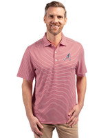 Atlanta Braves Stars & Stripes Cutter & Buck Forge Eco Double Stripe Stretch Recycled Mens Polo Cardinal Red/White Front