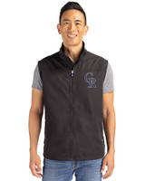 Colorado Rockies Cutter & Buck Charter Eco Full-Zip Mens Big & Tall Vest Black Front