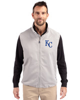 Kansas City Royals Cutter & Buck Charter Eco Full-Zip Mens Big & Tall Vest Polished Medium Gray Front