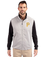 Pittsburgh Pirates Cutter & Buck Charter Eco Full-Zip Mens Big & Tall Vest Polished Medium Gray Front