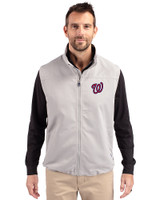 Washington Nationals Cutter & Buck Charter Eco Full-Zip Mens Big & Tall Vest Polished Medium Gray Front