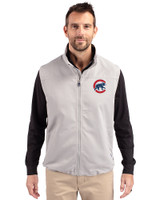 Chicago Cubs Cutter & Buck Charter Eco Full-Zip Mens Big & Tall Vest Polished Medium Gray Front