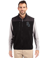 Chicago White Sox Cutter & Buck Cascade Eco Sherpa Mens Big and Tall Fleece Vest Black Front