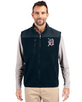 Detroit Tigers Stars & Stripes Cutter & Buck Cascade Eco Sherpa Mens Big and Tall Fleece Vest Navy Blue Front