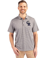 Colorado Rockies Cutter & Buck Forge Eco Heather Stripe Stretch Recycled Mens Big & Tall Polo Elemental Grey Heather Front