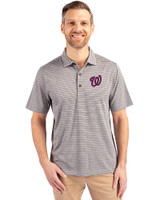 Washington Nationals Cutter & Buck Forge Eco Heather Stripe Stretch Recycled Mens Big & Tall Polo Elemental Grey Heather Front