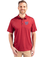 Washington Nationals Cutter & Buck Pike Eco Tonal Geo Print Stretch Recycled Mens Big & Tall Polo Cardinal Red Front