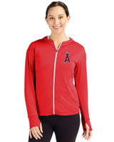 Los Angeles Angels Cutter & Buck Daybreak Eco Recycled Womens Full Zip Hoodie Red Front