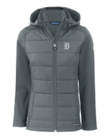 Detroit Tigers Cutter & Buck Evoke Hybrid Eco Softshell Recycled Full Zip Womens Hooded Jacket EG_MANN_HG 1