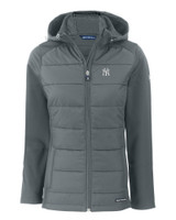 New York Yankees Cutter & Buck Evoke Hybrid Eco Softshell Recycled Full Zip Womens Hooded Jacket EG_MANN_HG 1