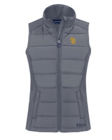 San Diego Padres Cutter & Buck Evoke Hybrid Eco Softshell Recycled Womens Full Zip Vest EG_MANN_HG 1