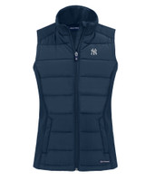 New York Yankees Cutter & Buck Evoke Hybrid Eco Softshell Recycled Womens Full Zip Vest NVBU_MANN_HG 1