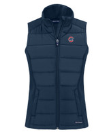 Chicago Cubs Cutter & Buck Evoke Hybrid Eco Softshell Recycled Womens Full Zip Vest NVBU_MANN_HG 1