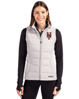 New York Mets Cutter & Buck Evoke Hybrid Softshell Recycled Womens Full Zip Vest CONCRETE Front
