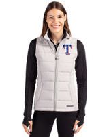 Texas Rangers Cutter & Buck Evoke Recycled Honeycomb Fleece Womens Hybrid Full Zip Vest CONCRETE Front