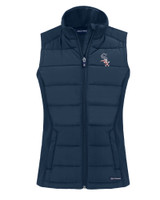 Chicago White Sox Stars & Stripes Cutter & Buck Evoke Hybrid Eco Softshell Recycled Womens Full Zip Vest NVBU_MANN_HG 1