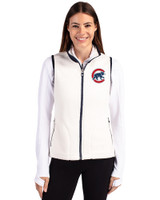 Chicago Cubs Cutter & Buck Cascade Eco Fleece Womens Vest Shell/Navy Blue Front