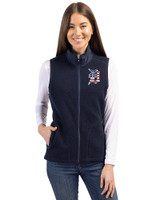 Detroit Tigers Stars & Stripes Cutter & Buck Cascade Eco Fleece Womens Vest Navy Blue Front