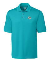 Miami Dolphins Cutter & Buck Advantage Eco Tri-Blend Pique Mens Polo Aqua Mannequin