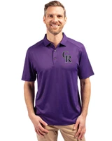 Colorado Rockies Cutter & Buck Forge Eco Stretch Recycled Mens Polo Dark College Purple Heather Front