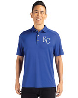 Kansas City Royals Cutter & Buck Forge Eco Stretch Recycled Mens Polo Tour Blue Front