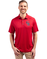 Colorado Rockies Stars & Stripes Cutter & Buck Forge Eco Stretch Recycled Mens Polo Cardinal Red Front