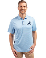 Atlanta Braves Cutter & Buck Forge Eco Heather Stripe Stretch Recycled Mens Polo Atlas Heather Front