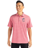 Cleveland Guardians Stars & Stripes Cutter & Buck Forge Eco Heather Stripe Stretch Recycled Mens Polo Cardinal Red Heather Front
