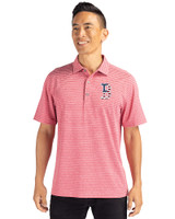 Boston Red Sox Stars & Stripes Cutter & Buck Forge Eco Heather Stripe Stretch Recycled Mens Polo Cardinal Red Heather Front