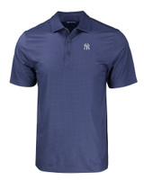 New York Yankees Cutter & Buck Pike Eco Tonal Geo Print Stretch Recycled Mens Polo NVBU_MANN_HG 1