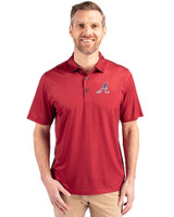 Atlanta Braves Stars & Stripes Cutter & Buck Pike Eco Tonal Geo Print Stretch Recycled Mens Polo Cardinal Red Front