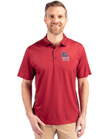 St. Louis Cardinals Stars & Stripes Cutter & Buck Pike Eco Tonal Geo Print Stretch Recycled Mens Polo Cardinal Red Front