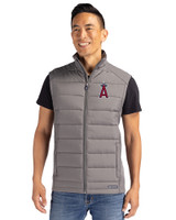 Los Angeles Angels Cutter & Buck Evoke Hybrid Softshell Recycled Mens Full Zip Vest Elemental Grey Front