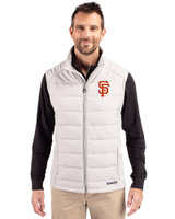 San Francisco Giants Cutter & Buck Evoke Hybrid Softshell Recycled Mens Full Zip Vest CONCRETE Front