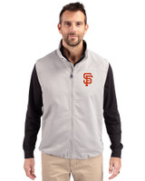 San Francisco Giants Cutter & Buck Charter Eco Recycled Mens Full-Zip Vest Polished Medium Gray Front