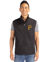 Pittsburgh Pirates Cutter & Buck Charter Eco Recycled Mens Full-Zip Vest Black Front