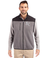 Kansas City Royals Cutter & Buck Cascade Eco Fleece Mens Vest Elemental Grey/Black Front