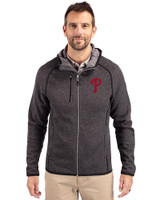 Philadelphia Phillies Cutter & Buck Mainsail Full Zip Hooded Mens Jacket Charcoal Heather Front