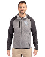 Tampa Bay Rays Cutter & Buck Mainsail Full Zip Hooded Mens Jacket Polished Heather/Charcoal Heather Front