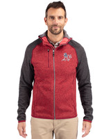 Athletics Stars And Stripes Cutter & Buck Mainsail Full Zip Hooded Mens Jacket Cardinal Red Heather/Charcoal Heather Front