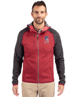 Seattle Mariners Stars & Stripes Cutter & Buck Mainsail Full Zip Hooded Mens Jacket Cardinal Red Heather/Charcoal Heather Front