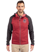 Minnesota Twins Stars & Stripes Cutter & Buck Mainsail Full Zip Hooded Mens Jacket Cardinal Red Heather/Charcoal Heather Front