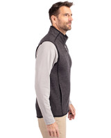Nebraska Cornhuskers College Vault Cutter & Buck Mainsail Sweater-Knit Mens Big and Tall Full Zip Vest Charcoal Heather Side