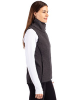 Nebraska Cornhuskers College Vault Cutter & Buck Mainsail Sweater Knit Womens Asymmetrical Vest Charcoal Heather Side