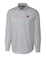 Nebraska Cornhuskers College Vault Cutter & Buck Stretch Oxford Stripe Mens Long Sleeve Dress Shirt Charcoal Mannequin